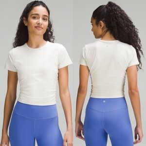 Lululemon All It Takes Ribbed Nulu T-Shirt Bone White Cropped Size 6